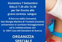 Raccolta sangue a Trentola Ducenta: appuntamento al 7 settembre