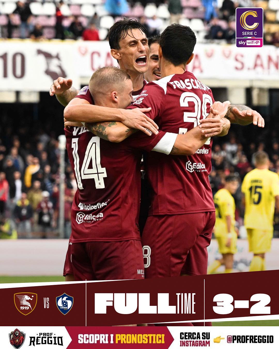Salernitana vince, ma Cavese tanto cuore: il derby all’Arechi finisce 3 2 per i padroni di casa