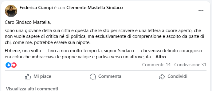 Caro Sindaco Mastella…l’appello social di una giovane ricercatrice sannita
