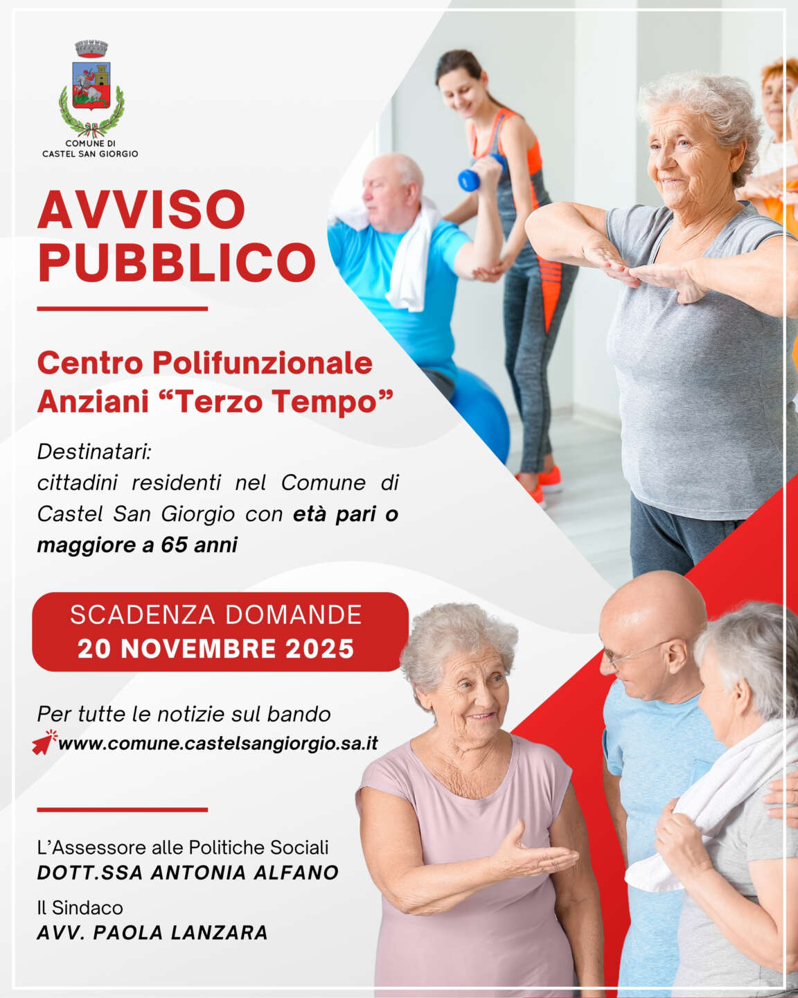 Castel San Giorgio: pubblicato l’Avviso pubblico per le iscrizioni al nuovo Centro Anziani