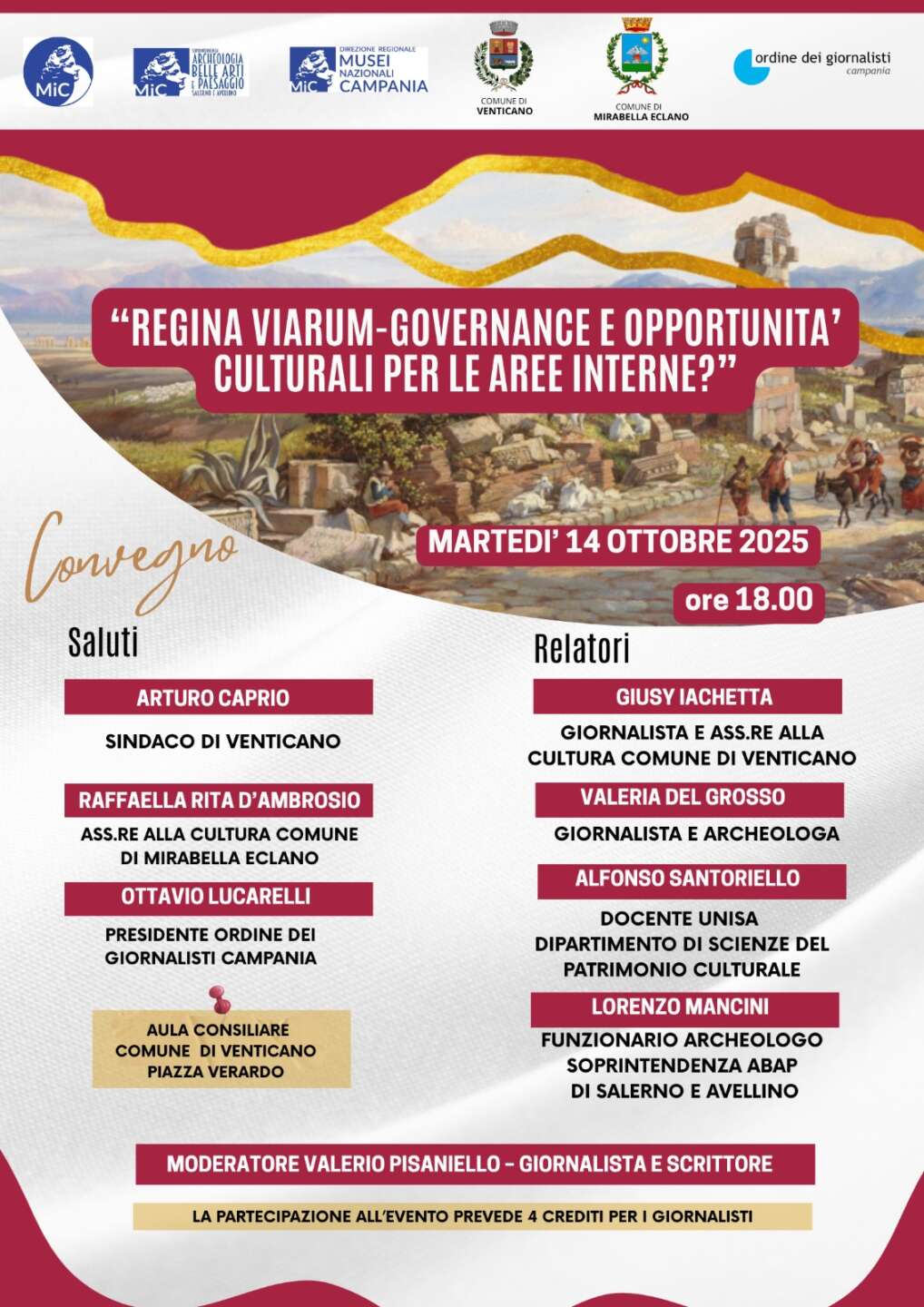 a venticano il convegno regina viarum sulle aree interne