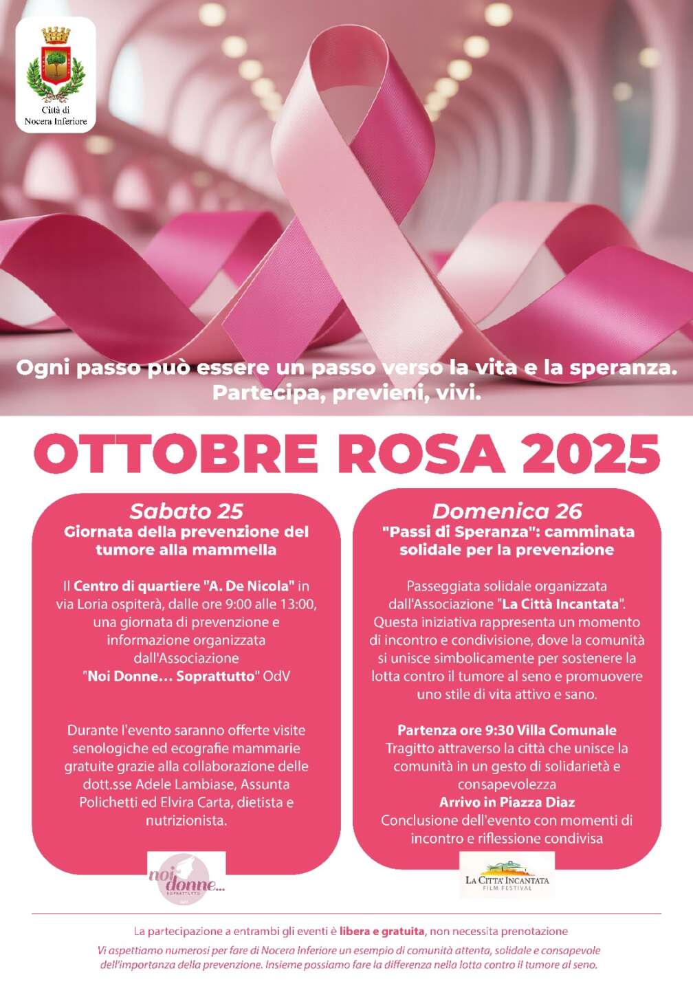 Nocera Inferiore protagonista di “Ottobre rosa 2025”: due giornata dedicate alle prevenzione e alla salute delle donne Nocera Inferiore protagonista di “Ottobre rosa 2025”: due giornata dedicate alle prevenzione e alla salute delle donne
