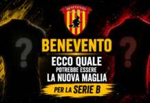 Divise del Benevento: banda larga e portiere a strisce di cocomero