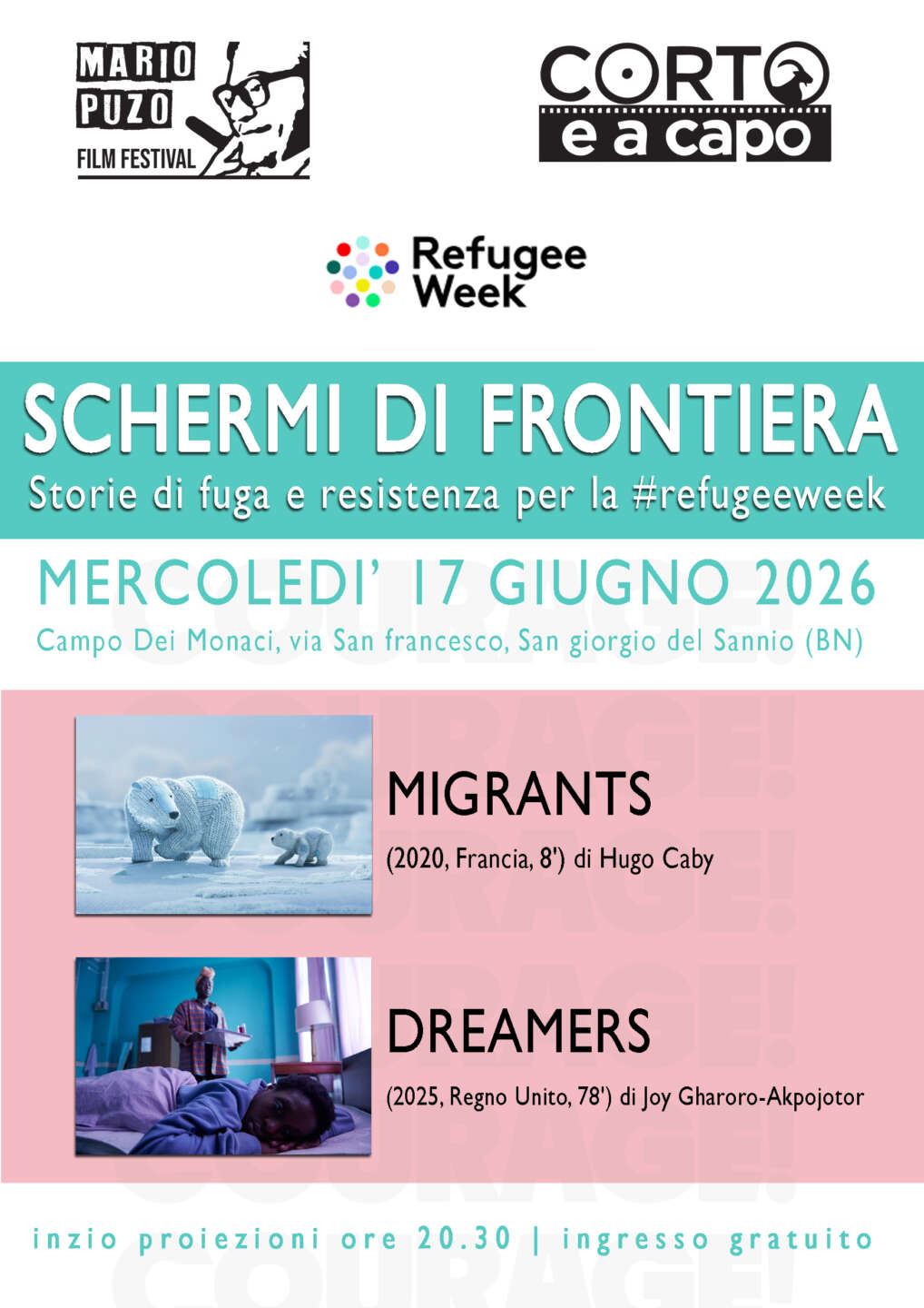 schermi di frontiera a san giorgio del sannio il cinema per la refugee week italia 2026 da Anteprima24.it schermi di frontiera a san giorgio del sannio il cinema per la refugee week italia 2026