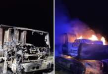 Incendio in un cantiere: distrutti un escavatore e un camion